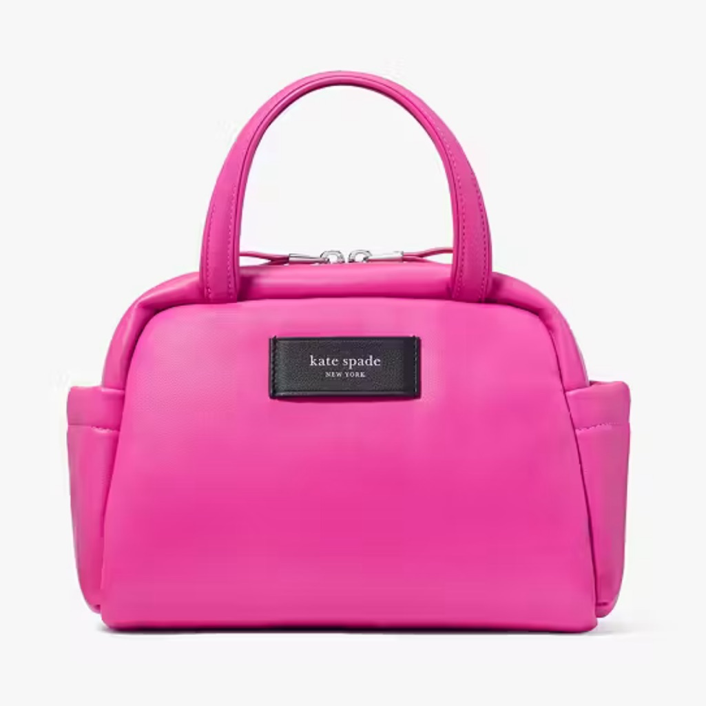 Kate Spade Puffed Smooth Leather Satchel Crossbody Bag, Vivid Snapdragon Pink